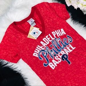 Philadelphia Phillies Red V Neck Top